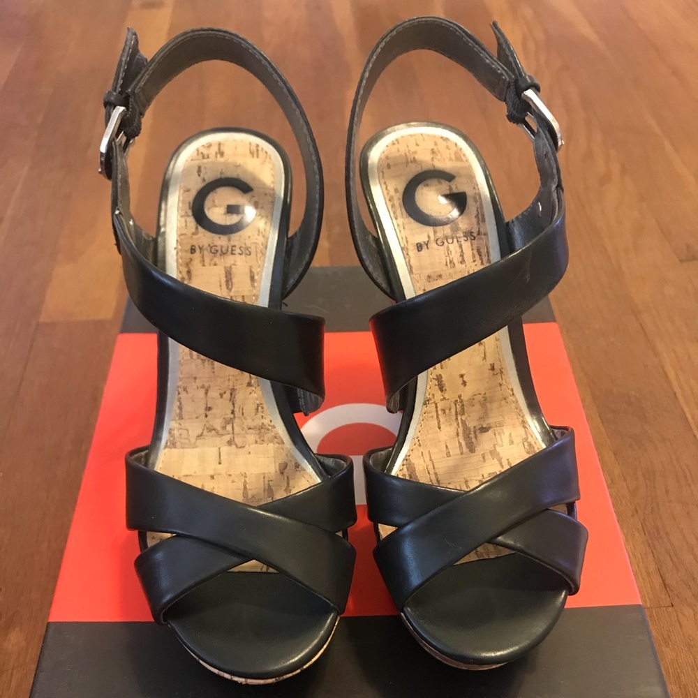 Guess black wedges